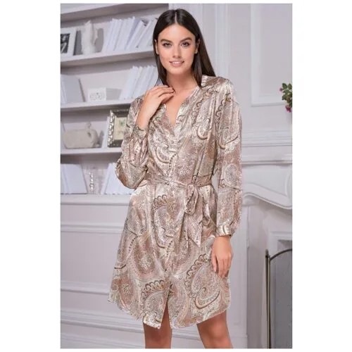 Халат MIA-AMORE, застежка пуговицы, размер XXL-XXXL, коричневый