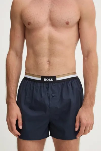 Хлопковые боксеры, 2 пары Boss, темно-синий