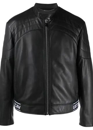 Just Cavalli байкерская куртка с логотипом на подоле