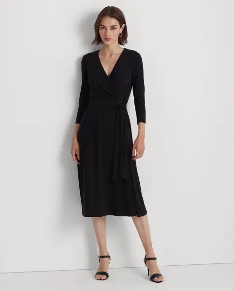Трикотажное платье с запахом из джерси Lauren Ralph Lauren, черный