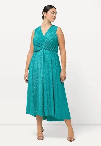Платье макси DRAPED SLEEVELESS V-NECK Ulla Popken, бирюзовый