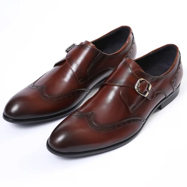 Monk/обувь; цвет черный, темно-коричневый; обувь для выпускного вечера с острым носком; модельные туфли для мальчиков; свадебные туфли из натуральной кожи; мужская деловая обувь
