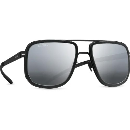 Солнцезащитные очки Gresso, квадратные, с защитой от УФ, зеркальные, для мужчин, черный