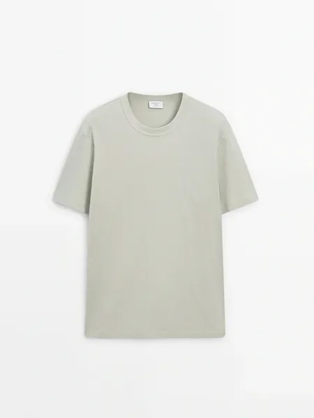 Хлопковая футболка с коротким рукавом - ателье Massimo Dutti, зеленый