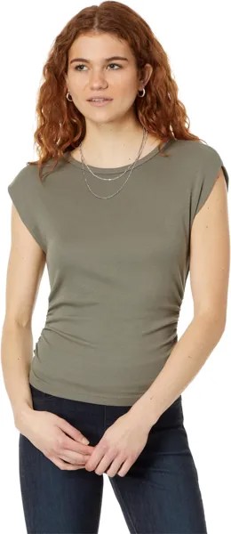 Топ Michael Stars Joni Crew Neck Power Shoulder Top, цвет Olive