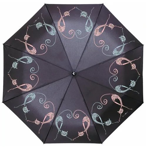 Складной зонт полуавтомат с рисунком танец кошечек Flioraj 100123 FJ