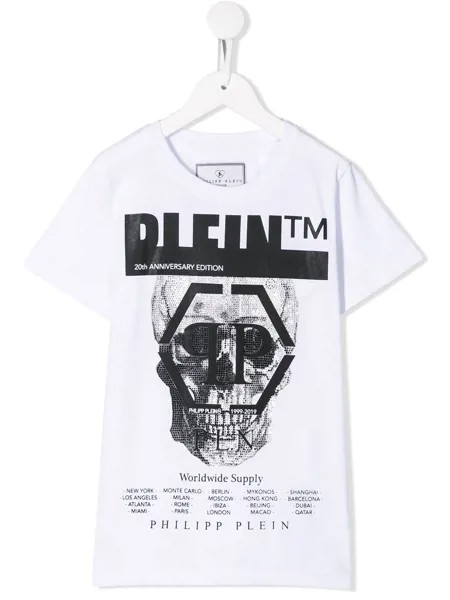 Philipp Plein Junior футболка с принтом Skull