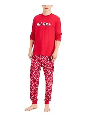 FAMILY PJs Мужская красная футболка с эластичной резинкой Верх Брюки с манжетами Пижамы Большие и высокие 1XB