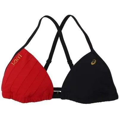 ASICS Volleyball Bikini Top Womens Black, Red Athletic Casual KW2766-9023