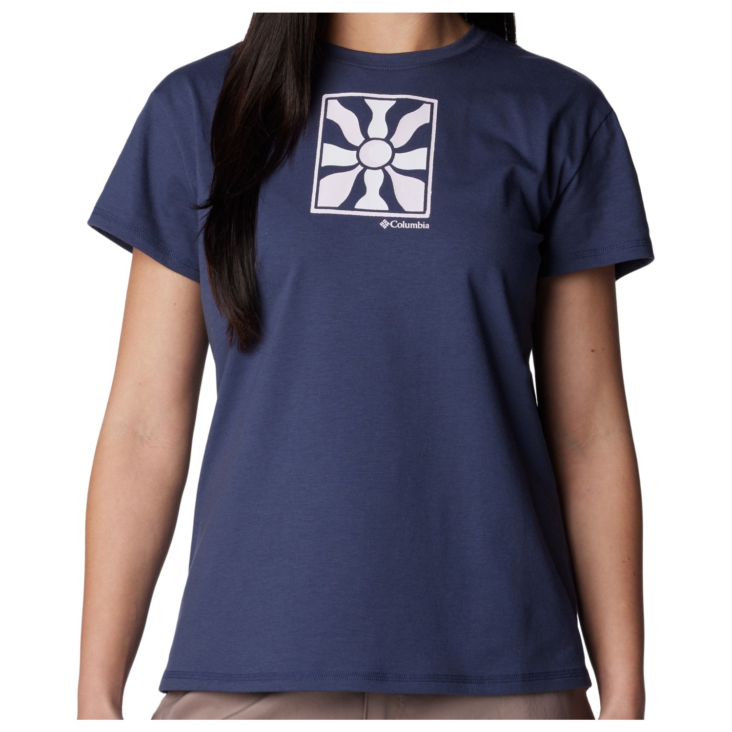 Функциональная рубашка Columbia Women's Sun Trek S/S Graphic Tee, цвет Nocturnal/Wavy Rays