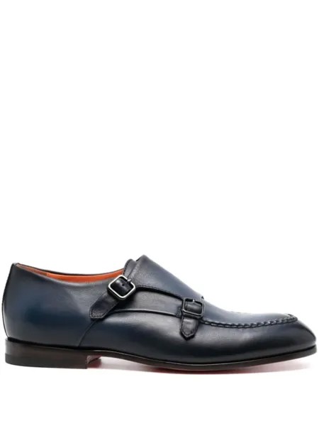 Santoni туфли монки с пряжками, синий