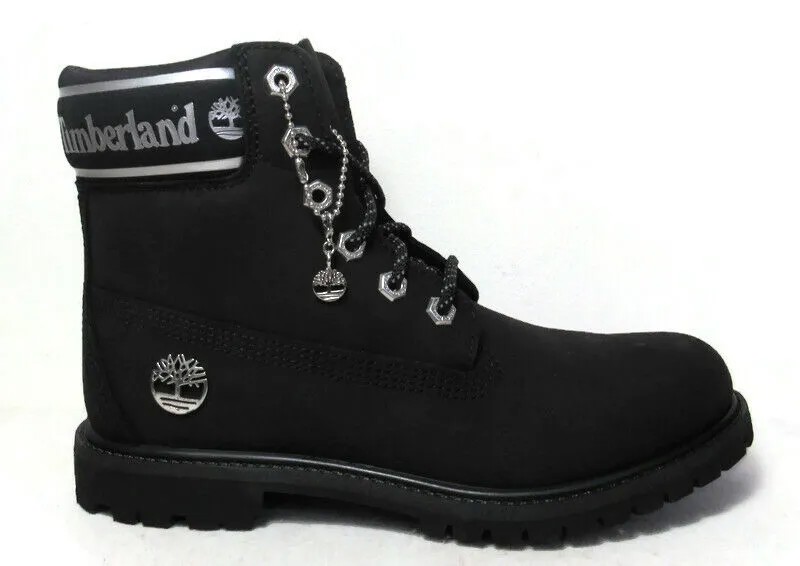 ЖЕНСКИЕ БОТИНКИ TIMBERLAND 6 ИЗ ЧЕРНОГО НУБКА ВОДОНЕПРОНИЦАЕМЫЕ, A41CX