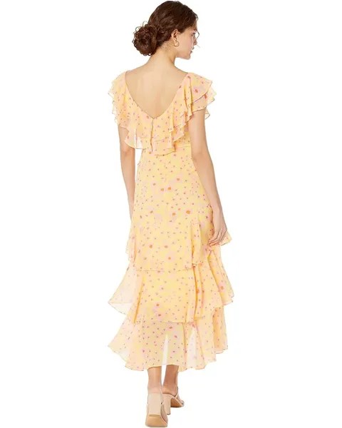 Платье WAYF Chelsea Tiered Ruffle Hem Midi Dress, цвет Sunshine Daisies