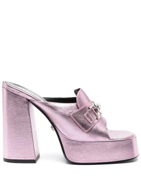 Versace мюли Medusa 95 с эффектом металлик, розовый