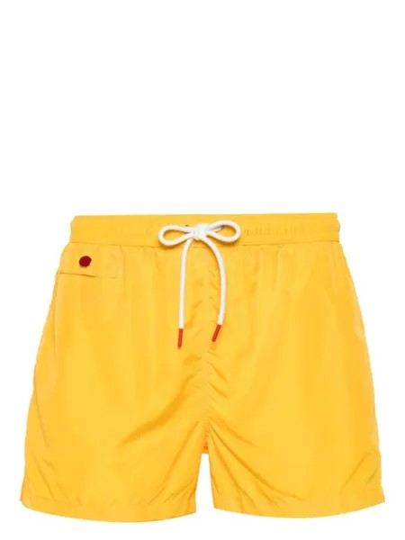 Kiton плавки-шорты с вышитым логотипом, желтый