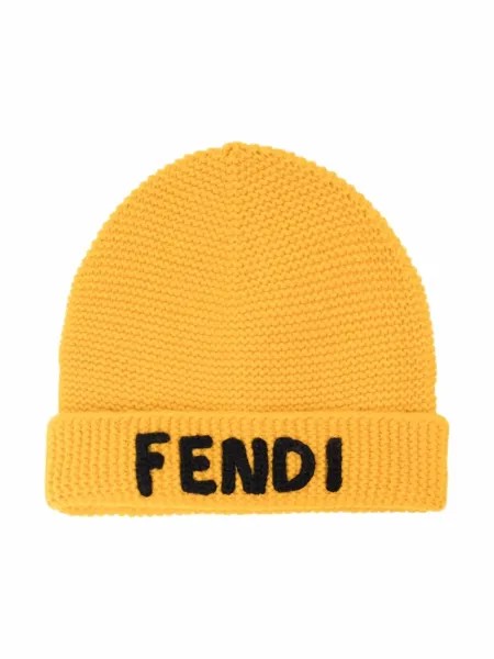 Fendi Kids шапка бини с вышитым логотипом