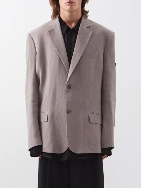Однобортный льняной пиджак Balenciaga, серый
