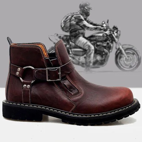 CoolJacket Мужская Подлинная кожа Водонепроницаемый Storm Surge Toe Boots Удобный и легкий Открытый Спорт Мотоцикл Сапоги Мода Ковбойские сапоги