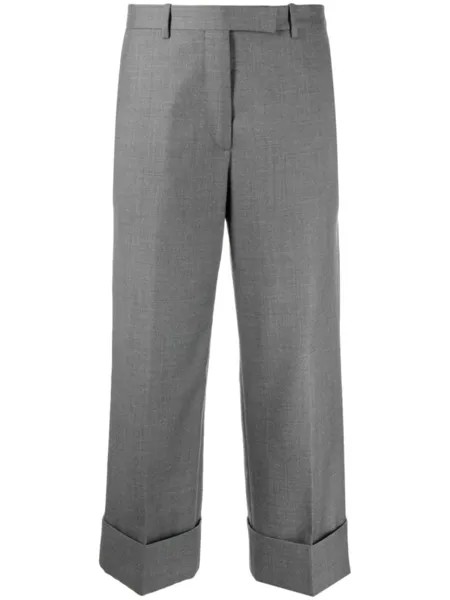 Thom Browne укороченные брюки с манжетами, серый