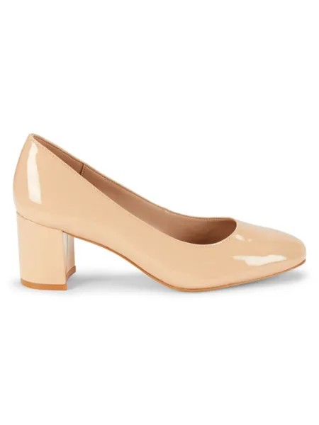 Туфли Holly из лакированной кожи на блочном каблуке Stuart Weitzman, цвет Golden Beige