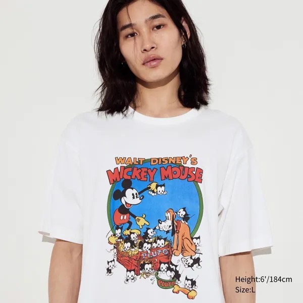 Футболка винтажная Uniqlo Disney с коротким рукавом, молочный