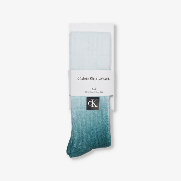 Трикотажные носки из смесового хлопка в рубчик с градиентом Calvin Klein, цвет atlantic deep