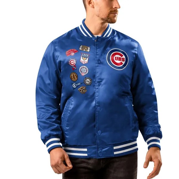 Мужская куртка на кнопках с нашивками Royal Chicago Cubs Starter