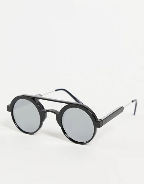 Черные очки в стиле унисекс с круглыми зеркальными линзами Spitfire Ambient-Черный цвет