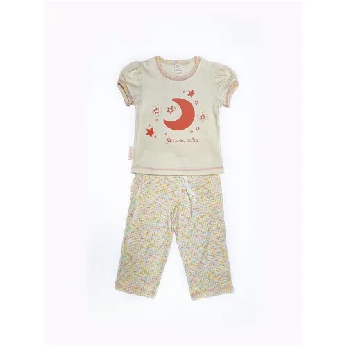 Пижама  lucky child, размер 26 (86-92, на 2 года), бежевый, золотой