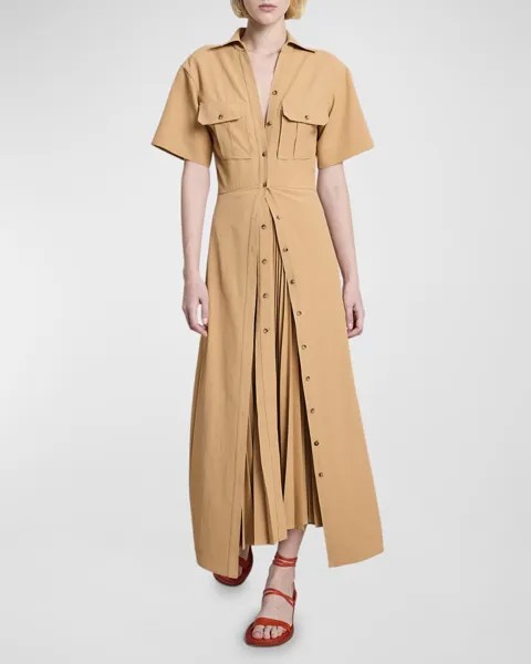 Плиссированное макси-платье Florence с пуговицами спереди A.L.C.