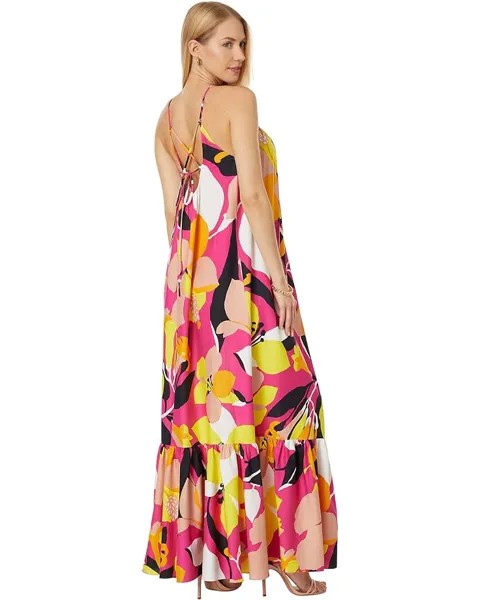 Платье Ted Baker Ikella Strappy Linen Maxi Dress with Pleat Detail, цвет Bright Pink