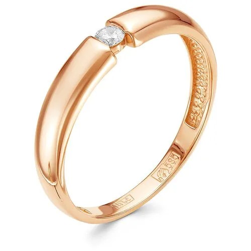 Кольцо помолвочное Vesna jewelry, красное золото, 585 проба, родирование, бриллиант, размер 16.5, бесцветный