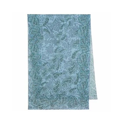 Палантин Павловопосадская платочная мануфактура,200х65 см, зеленый, бирюзовый