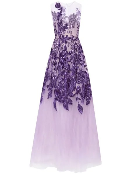 Oscar de la Renta платье Ombré Peony с пайетками, фиолетовый