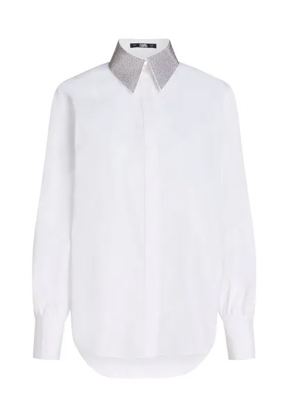 Рубашка-блузка ESSENTIALS RHINESTONE COLLAR KARL LAGERFELD, белый