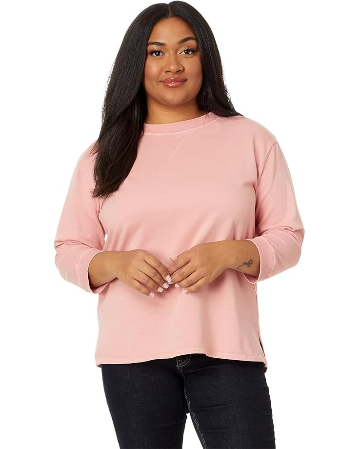Свитер Mod-o-doc 3/4 Sleeve Hi-Lo Sweatshirt with Side Slits, цвет Pink Sand