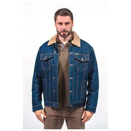 Джинсовая куртка Montana демисезонная, силуэт свободный, утепленная, размер 4XL, синий