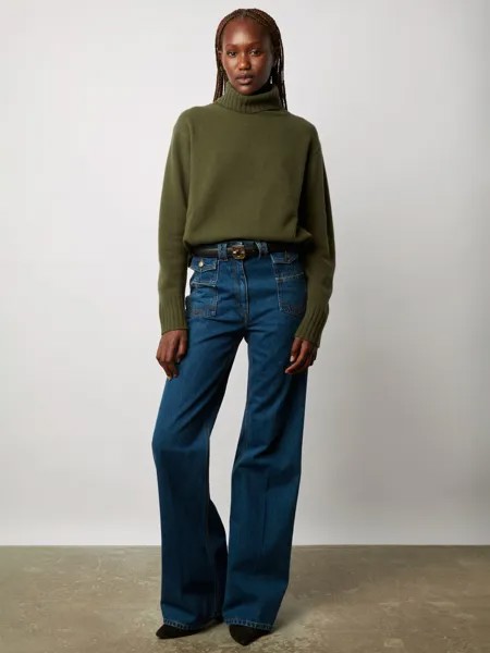 Gerard Darel Leana Шерстяной джемпер из смеси кашемира с высоким воротником, зеленый хаки
