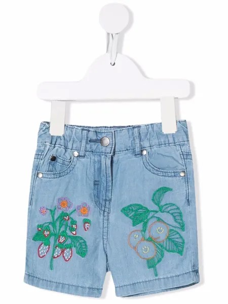 Stella McCartney Kids джинсовые шорты с вышивкой
