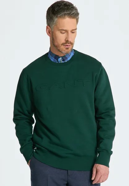 Толстовка EMBOSSED C-NECK GANT, зеленый