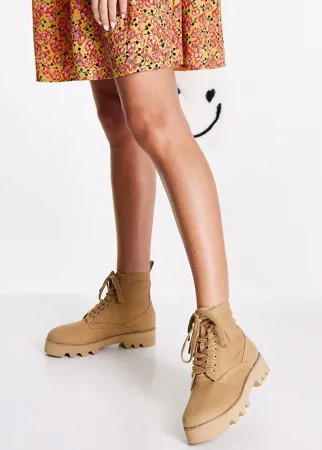Парусиновые ботинки бежевого цвета со шнуровкой ASOS DESIGN Addition-Светло-бежевый цвет