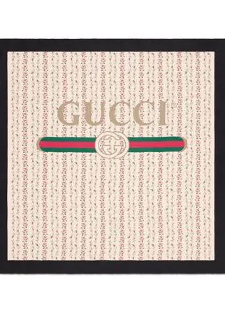 Gucci платок с принтом роз и логотипа