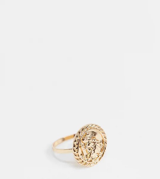Золотое кольцо с отделкой в виде монетки ASOS DESIGN Curve-Золотой
