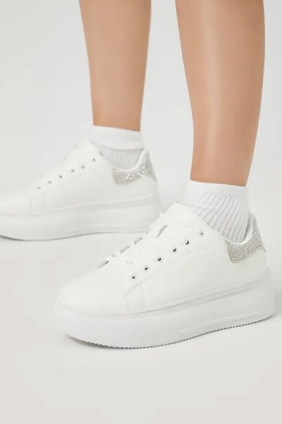Низкие кроссовки со стразами Forever 21, белый