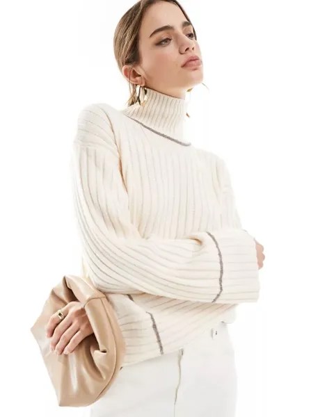 Кремовый джемпер с высоким воротником и декоративной строчкой InWear In Wear