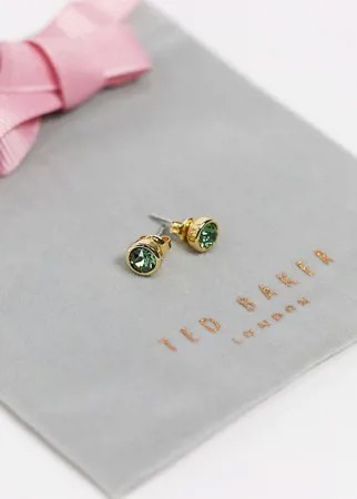 Серьги-гвоздики с зелеными кристаллами Swarovski от Ted Baker-Золотистый