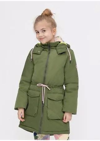 Демисезонная парка с удлиненной спинкой Button Blue 221BBGJC46014400 Хаки 152