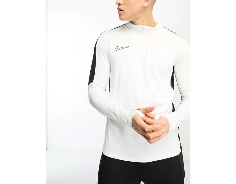 Белая футболка Nike Football Academy Dri-FIT со вставками и молнией до половины