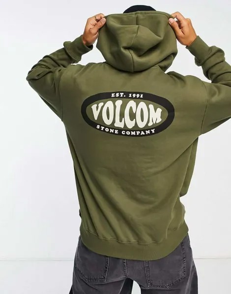 Худи цвета хаки с принтом на спине Volcom Watanite