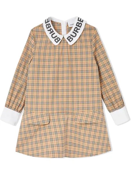 Burberry Kids платье с длинными рукавами и логотипом